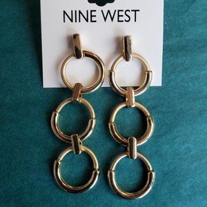 2/20$ NWT nine west 3 links gold tone dangle earrings